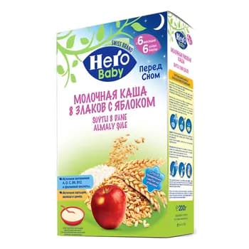 Çaga iýmiti "Hero Baby" süýtli 8 däneli almaly şüle, 200 gr