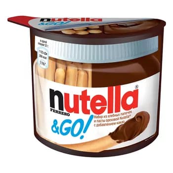 Maňyz pastasy kakaoly "Nutella & Go!" we çörek taýajyklary, 52 gr