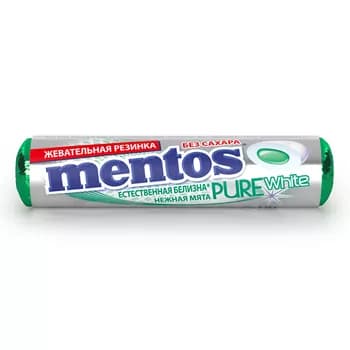 Жевательная резинка Mentos "Pure White" Нежная Мята, 15.5 г