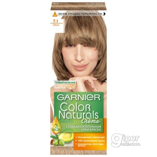 GARNIER Color Naturals saç üçin durnukly iýmitlendiriji krem-kraska, 7.1 Olha