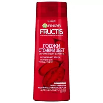 GARNIER Fructis şampun Godji Bek reňk Berkidiji Polifenolly we godji ir-iýmişli reňklenen we melirlenen saçlar üçin, 400 ml