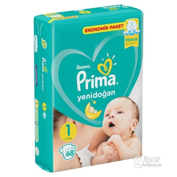 Täze doglan çagalar üçin arlyk Prima Pampers 1, 2-5 kg (68 sany)