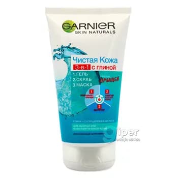 Ýüz ýuwmak üçin gel Garnier "Arassa Deri" 3in1 Arassalaýjy, 150 ml