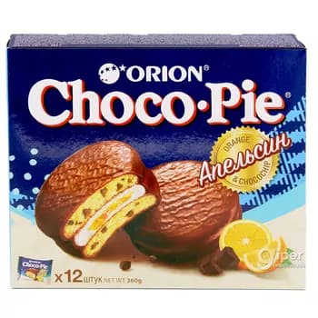 Pirožny Orion Choco Pie "Chocochip Pyrtykal", 12 sany (360 gr)