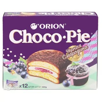 Pirožny Orion Choco Pie "Gara smorodina", 12 sany (360 gr)
