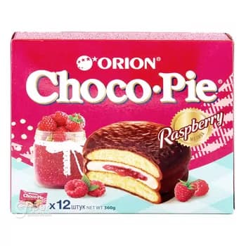 Pirožny Orion Choco Pie "Malina", 12 sany (360 gr)