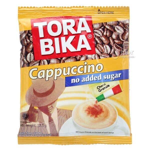 Kofe "Tora bika" Cappuccino şekersiz, şokolad owuntyklary bilen, 12.5 gr