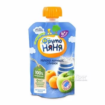 Çaga pýuresi "ФрутоНяня" аlma, erik we  gaýmak, 90 gr