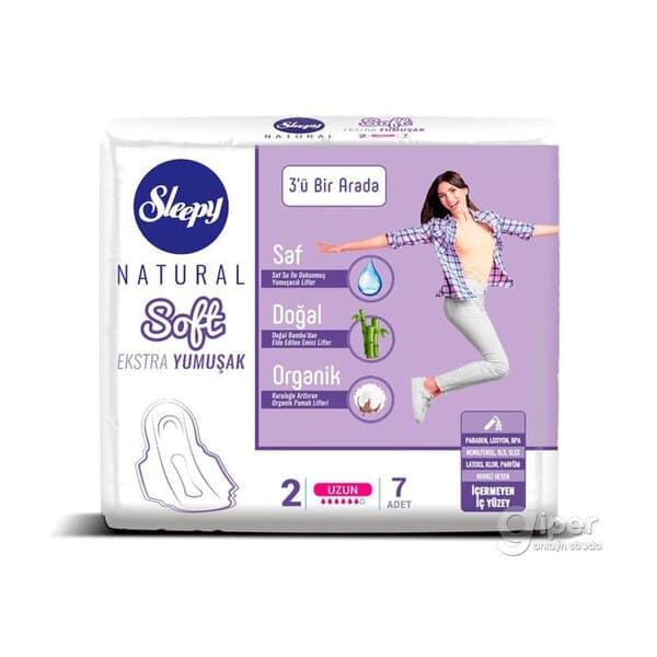 Prokladka Sleepy Natural Örän ýumşak 2 long 6 damja, 7 sany