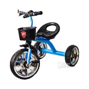 Gezelenç üçin üç tekerli welosiped, gök-gara reňkli (010)