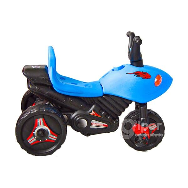 Gezelenç üçin moto-welosiped, gök reňkli