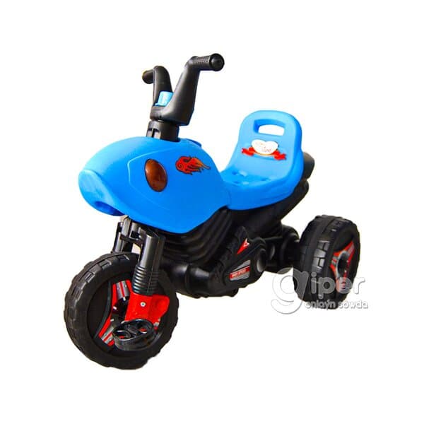 Gezelenç üçin moto-welosiped, gök reňkli