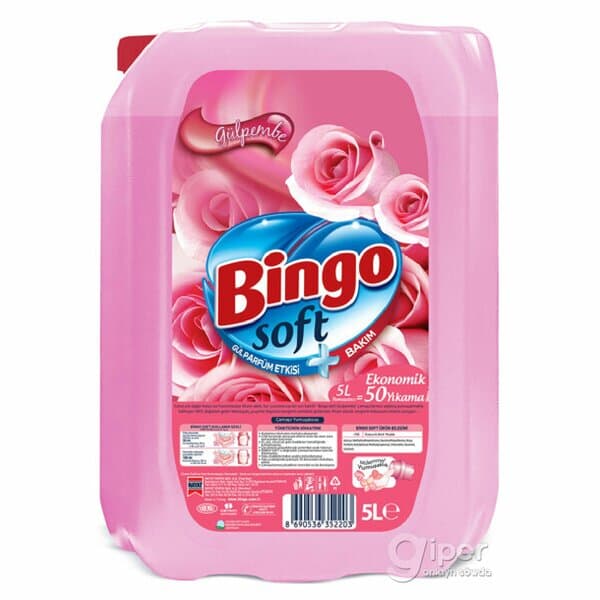 Geýim üçin ýumşadyjy Bingo soft "Gülpembe" 5 lt