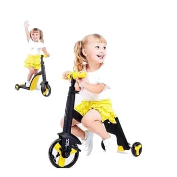 Велосипед, самокат, беговел 3 в 1 (желтый)