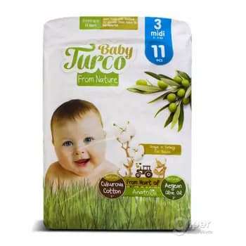 Детские подгузники "Baby Turco" №3 midi, 5-9 кг, 11 шт