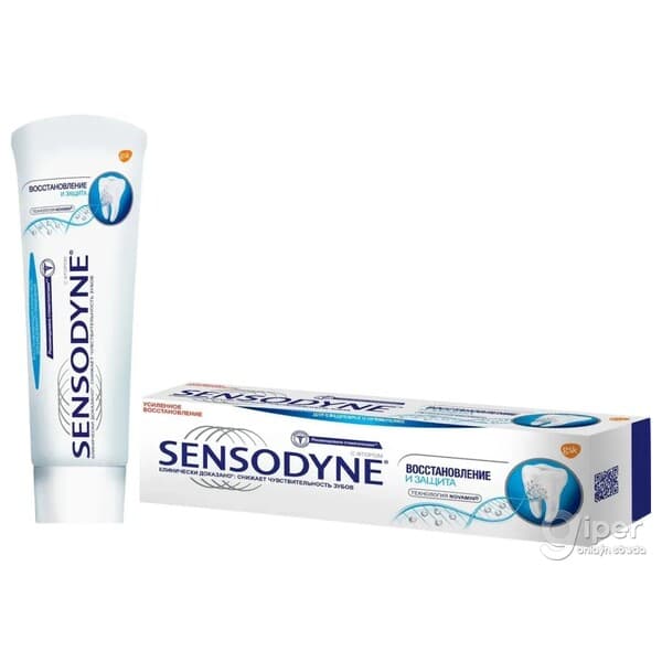 Diş pastasy Sensodyne "Dikeldiş we gorag" duýgur dişler üçin, 75 ml