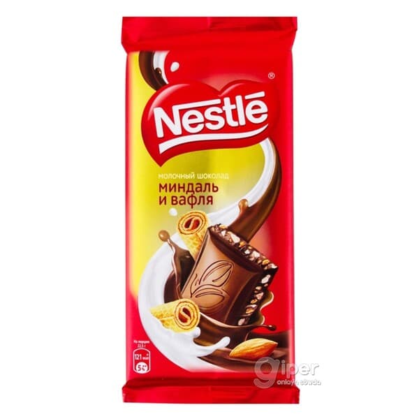 Şokolad "Nestle" mindal we waflili, 82 gr