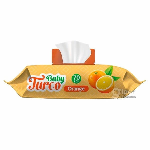 Çygly salfetkalar Baby Turco "Orange", 70 sany