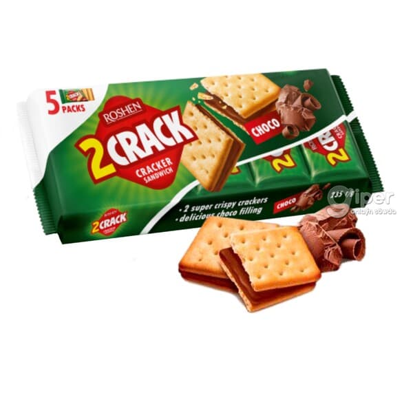 Крекер Roshen "2 CRACK" с шоколадной начинкой 235 г
