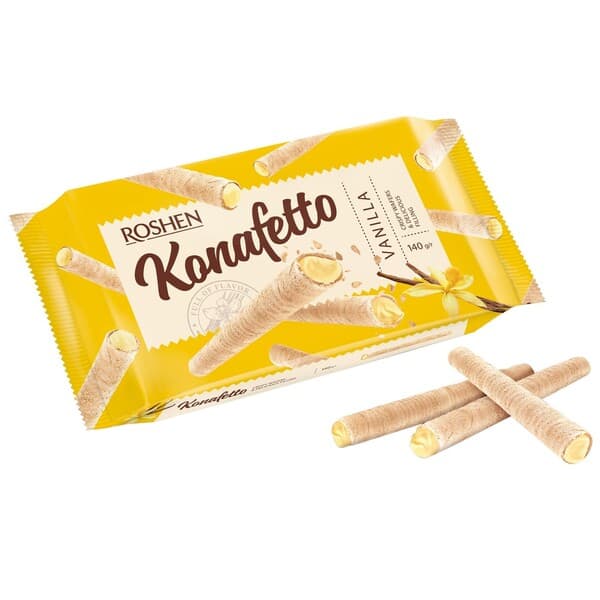 Wafli taýajyklary Roshen "Konafetto" wanil naçinkaly, 140 gr