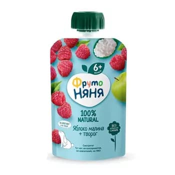 Çaga pýuresi "ФрутоНяня" alma, malina + dorag, 90 gr