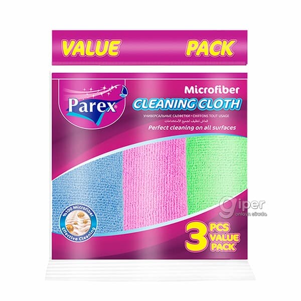 Tämizlik üçin mikrofiber uniwersal salfetkalar "Parex" Cleaning cloth, 3 sany