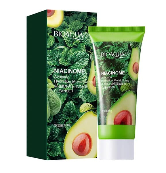 "Bioaqua" awakado bilen ýüz ýuwmak üçin penka "Niacinome Avocado Moisturizing Cleanser", 100 ml