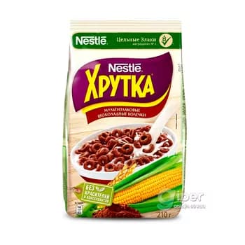 Готовый завтрак Хрутка "Мультизлаковые шоколадные колечки", 210 г