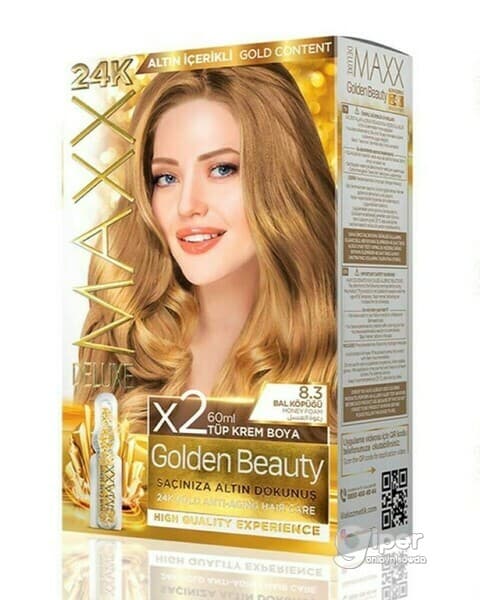 MAXX DELUXE GOLDEN BEAUTY 120 мл  Saç boýagy  № 8.3  bal kopugu