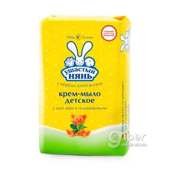 Çagalar üçin sabyn-krem "Ушастый Нянь" aloe veraly, 90 gr