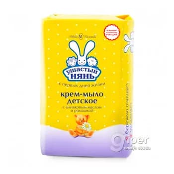 Sabyn-krem "Ушастый нянь" çagalar üçin zeýtun ýagy we romaşka bilen, 90 gr
