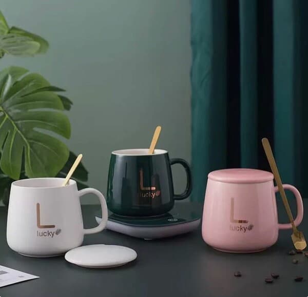 Керамическая кружка с подставкой для подогрева