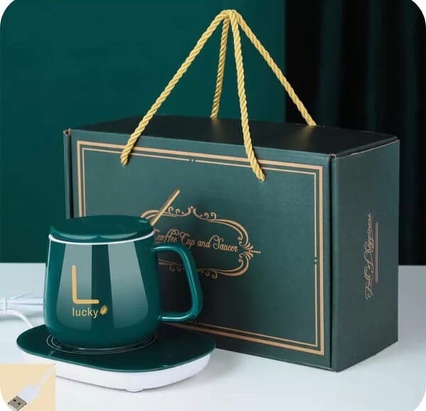 Керамическая кружка с подставкой для подогрева