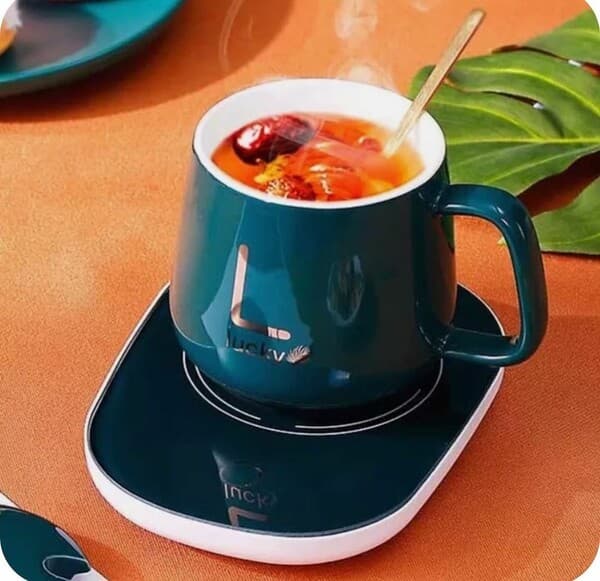 Керамическая кружка с подставкой для подогрева