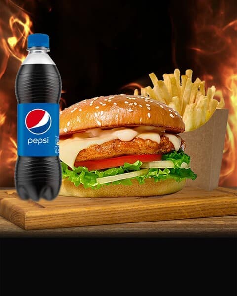 Çiken Burger + Fri + Pepsi