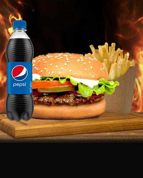 Klassik Burger + Fri+ Pepsi