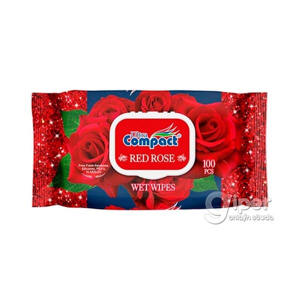 Çygly salfetkalar Ultra Compact Red rose, 100 sany