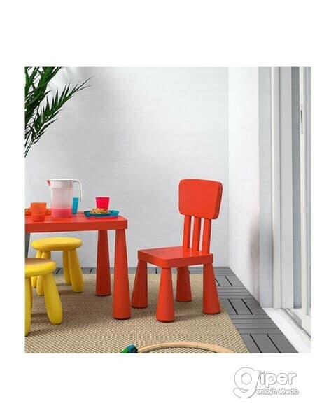 Çagalar üçin stul IKEA MAMMUT Daşary we öý üçin Gyzyl 39x36x67 sm