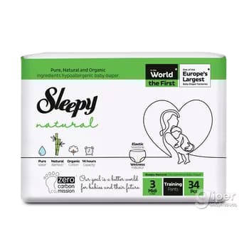 Sleepy Natural arlygy Külot Midi №3, 4-9 kg, 34 sany