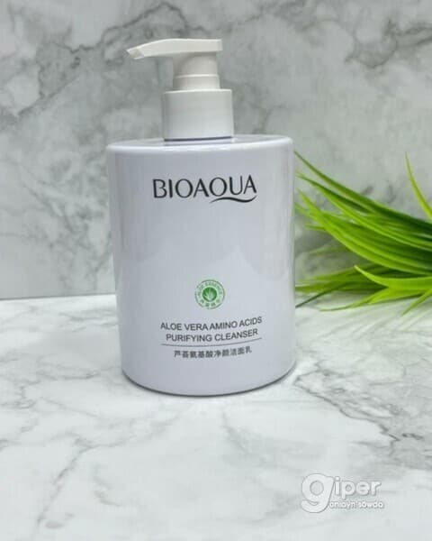 "Bioaqua" Aloe Vera Amino Acid Purifying Cleanser Очищающая пенка для умывания с дозатором, 500 мл