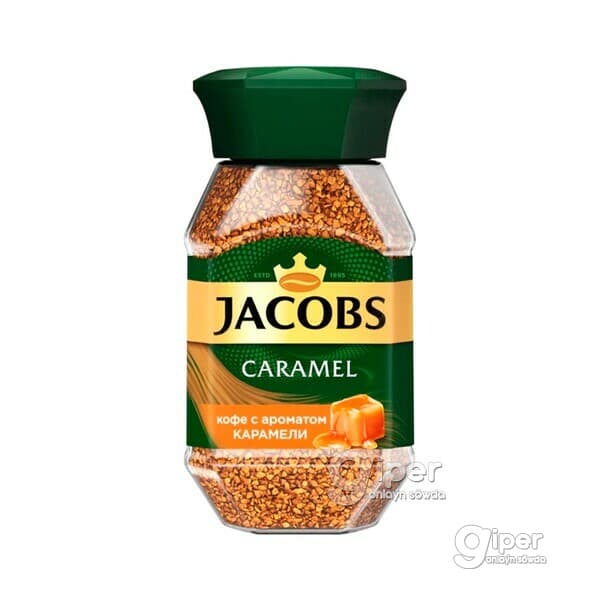 Kofe Jacobs "Caramel" karamel tagamly, çüýşe gapda 95 gr