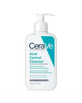 CeraVe Acne Control Cleanser Salisil turşuly düwürtige garşy ýüz ýuwulýan köpürjük we geli , 237 ml