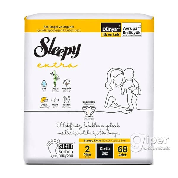 "Sleepy Extra" arlygy (Cirtli bez) №2 Mini, 3-6 kg, 68 sany