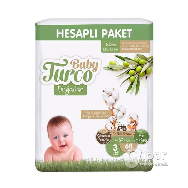 Детские подгузники "Baby Turco" №3 midi, 5-9 кг, 68 шт