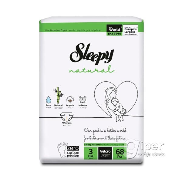 Podguznikler Sleepy "Ultra sensitive" Midi №3 (4-9 kg), 68 sany