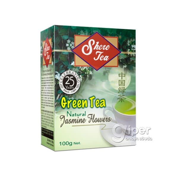 Tebigy gök çaý "Shere Tea" jasmin ýaprakly, 100 gr