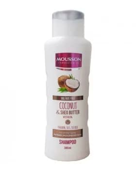 Mousson, kokos we şi ýagynyň tebigy ekstraktlary bilen baýlasdyrylan sulfatsyz nemlendiriji şampun, 385ml