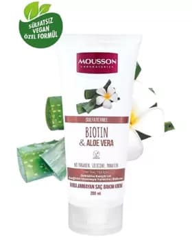 Mousson yuwulmaýan saç kondisioner. Biotin & Aloe vera kremi, saçyň dökülmegine garşy 200ml