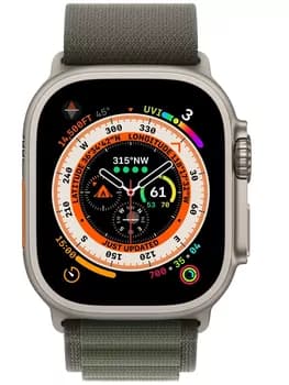 Apple Watch Ultra 49 мм Titanium Case Cellular, титановый/зеленый Alpine Loop