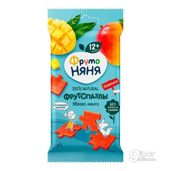 Miwe bölejikleri ФрутоНяня "Фруктовый пазл" 12+ alma we mangoly, 20 gr